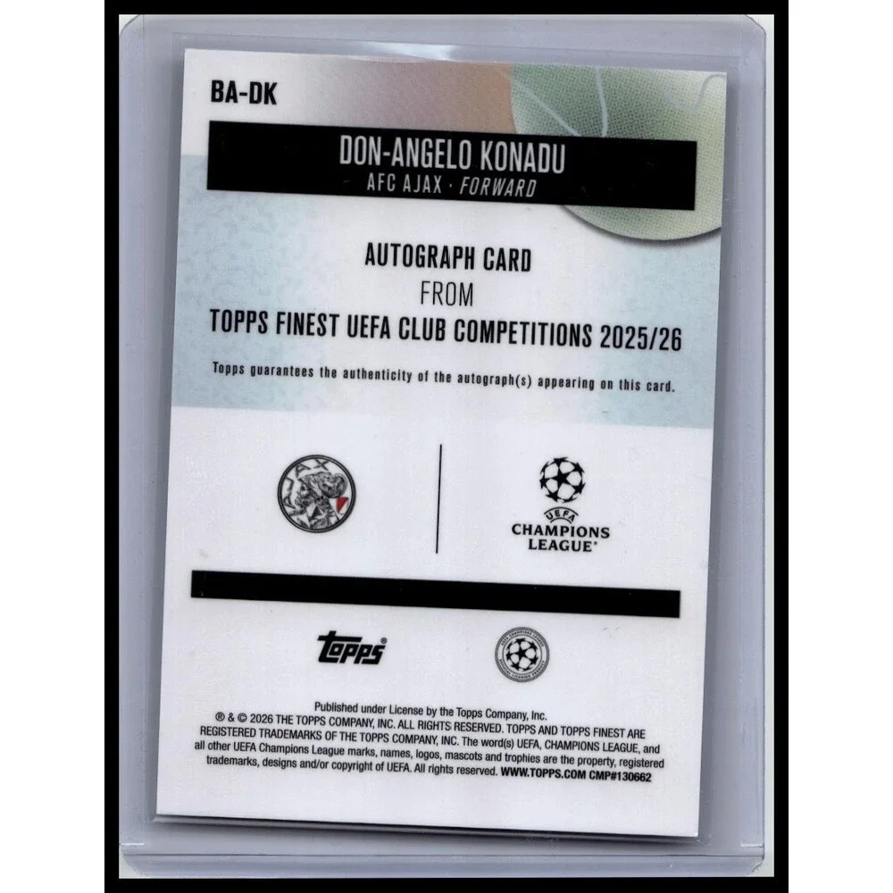 2026 Topps Finest Uefa Champions Don-Angelo Konadu Silver Rookie Auto Ajax